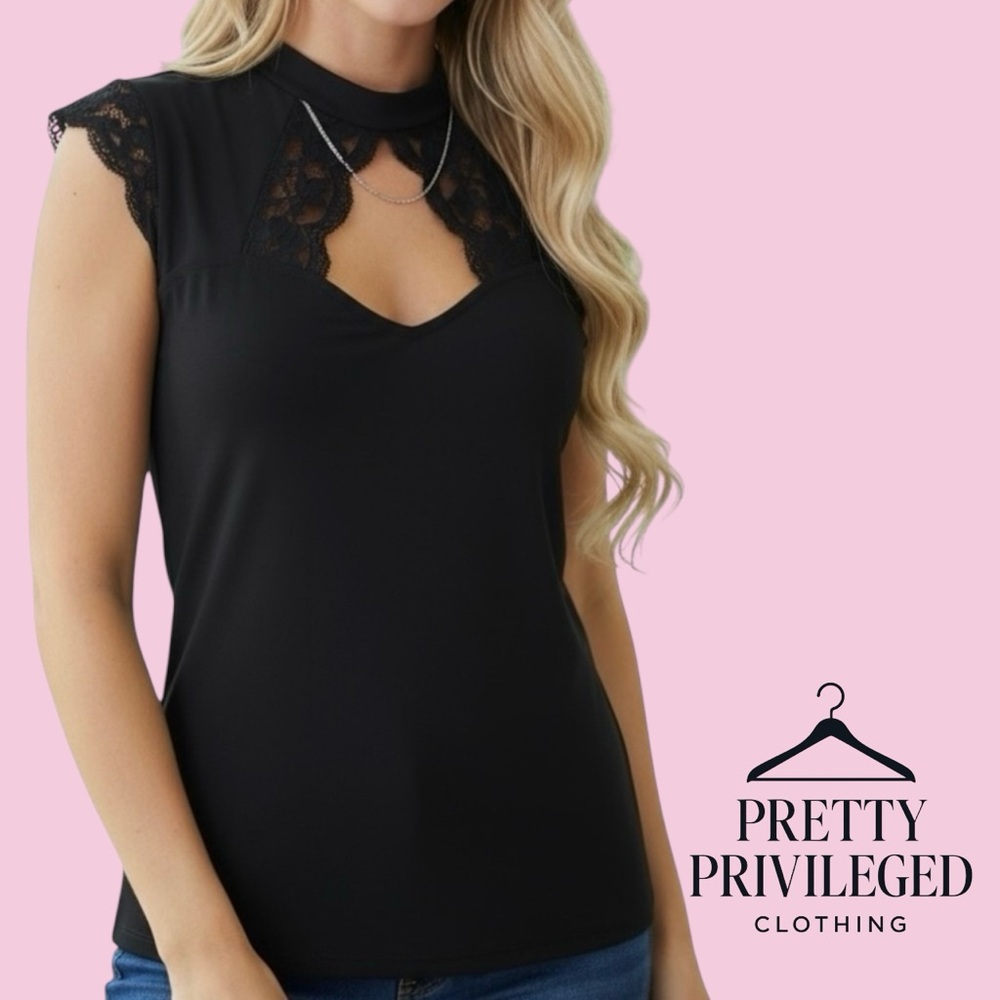 Wrapper Black Lace Accent Blouse